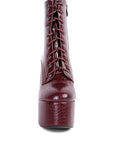 Magdalene Croc High Block Heeled Boot