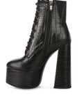 Magdalene Croc High Block Heeled Boot