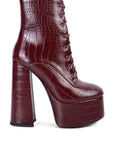 Magdalene Croc High Block Heeled Boot