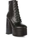 Magdalene Croc High Block Heeled Boot