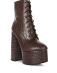 Magdalene Croc High Block Heeled Boot