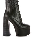 Magdalene Croc High Block Heeled Boot