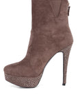 Espiree Microfiber High Heeled Ankle Boots