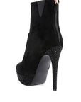 Espiree Microfiber High Heeled Ankle Boots