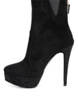 Espiree Microfiber High Heeled Ankle Boots