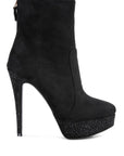 Espiree Microfiber High Heeled Ankle Boots