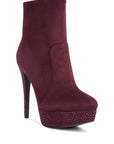 Espiree Microfiber High Heeled Ankle Boots