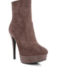 Espiree Microfiber High Heeled Ankle Boots