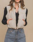 Love Tree Zip Up Turtleneck Cropped Vest Coat