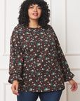 Plus Floral Ruffle Sleeve Tunic