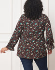 Plus Floral Ruffle Sleeve Tunic