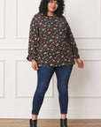 Plus Floral Ruffle Sleeve Tunic