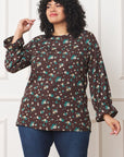 Plus Floral Ruffle Sleeve Tunic