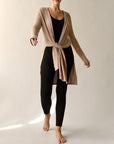 Fabina Bamboo Waffle Slim Cardigan With Hoodie