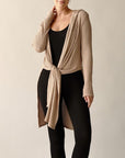 Fabina Bamboo Waffle Slim Cardigan With Hoodie