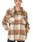 Zenana Sherpa Plaid shacket With Pockets