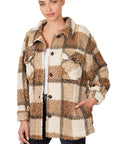 Zenana Sherpa Plaid shacket With Pockets