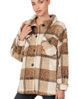 Zenana Sherpa Plaid shacket With Pockets