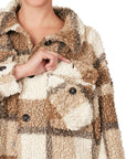 Zenana Sherpa Plaid shacket With Pockets