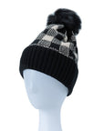 Checkered Pom Pom Beanie