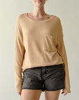 Fabina Bamboo Waffle Long Sleeve Oversize Pullover