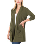 Zenana Slouchy Pocket Open Cardigan - My Pampered Life Seattle