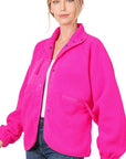 Zenana Snap Button Fleece Jacket - Online Only