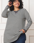 Plus Stripe V-Stich Tunic