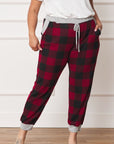 Plus Checkered Print Drawstring Jogger