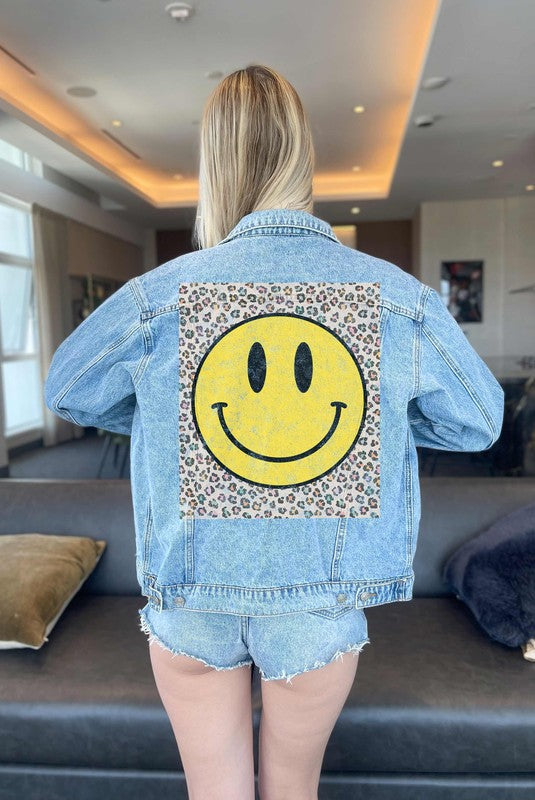 Happy Leopard Denim Jacket