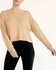 Fabina Bamboo Waffle Loose Crop T-Shirt