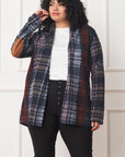 Plus Multi Color Plaid Elbow Patch Cardigan