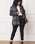 Plus Multi Color Plaid Elbow Patch Cardigan