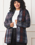 Plus Multi Color Plaid Elbow Patch Cardigan