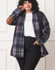 Plus Multi Color Plaid Elbow Patch Cardigan