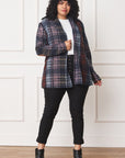 Plus Multi Color Plaid Elbow Patch Cardigan