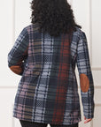 Plus Multi Color Plaid Elbow Patch Cardigan