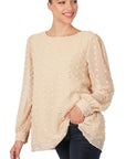 Zenana Swiss Dot Round Neck Blouse - My Pampered Life Seattle