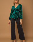 Gilli L/S Wrap Waist Tie Velvet Top