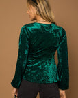 Gilli L/S Wrap Waist Tie Velvet Top