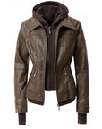 Women's Hooded PU Leather Jacket