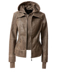 Women's Hooded PU Leather Jacket