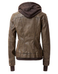 Women's Hooded PU Leather Jacket