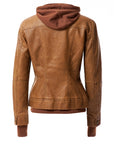 Women's Hooded PU Leather Jacket