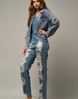 HEAVY DISTRESSED STRAIGHT FIT OVERALL