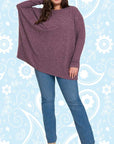 Zenana Plus Brushed Melange Hacci Oversized Sweater - Online Only