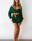 Sexy Sweater Fashion Dress by Claude in Olive