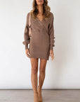 Sexy Sweater Fashion Dress by Claude in Khaki