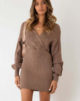 Sexy Sweater Fashion Dress by Claude in Khaki