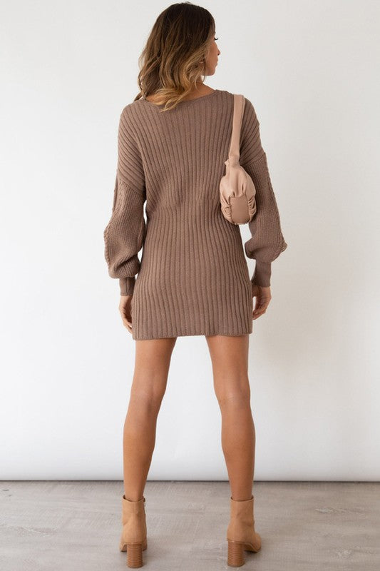 Sexy Sweater Fashion Dress by Claude in Khaki